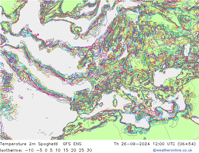 Temperature 2m Spaghetti GFS ENS Th 26.09.2024 12 UTC