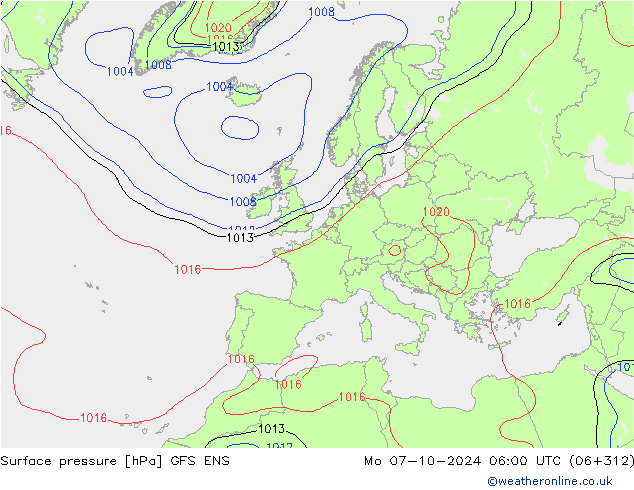 Surface pressure GFS ENS Mo 07.10.2024 06 UTC