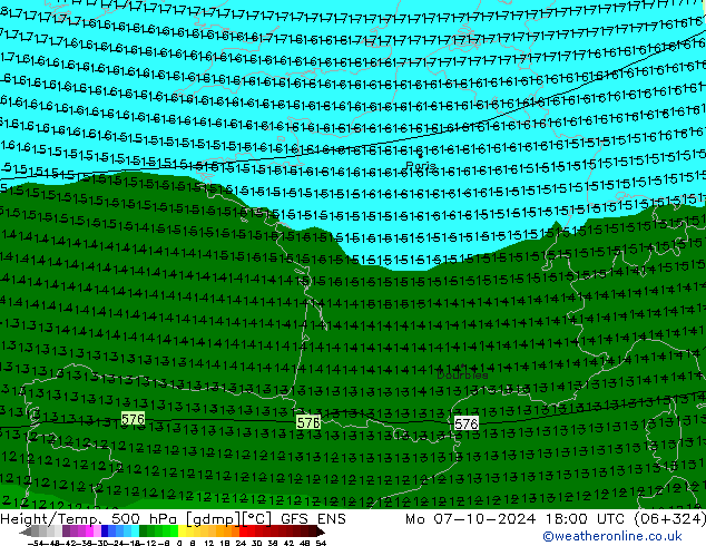 Height/Temp. 500 hPa GFS ENS Mo 07.10.2024 18 UTC