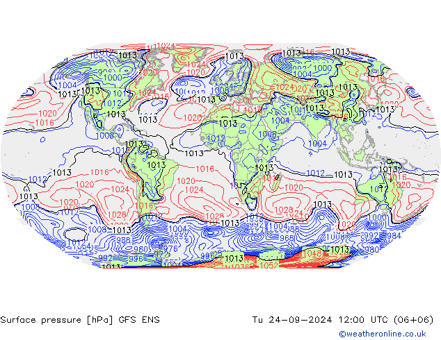 Atmosférický tlak GFS ENS Út 24.09.2024 12 UTC