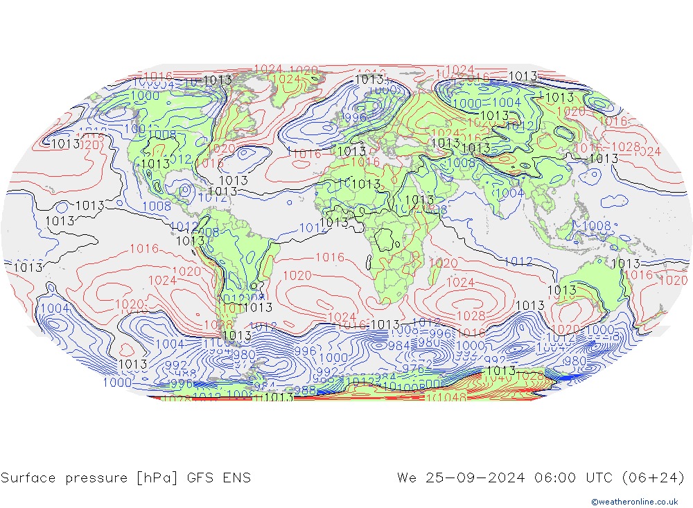 Yer basıncı GFS ENS Çar 25.09.2024 06 UTC