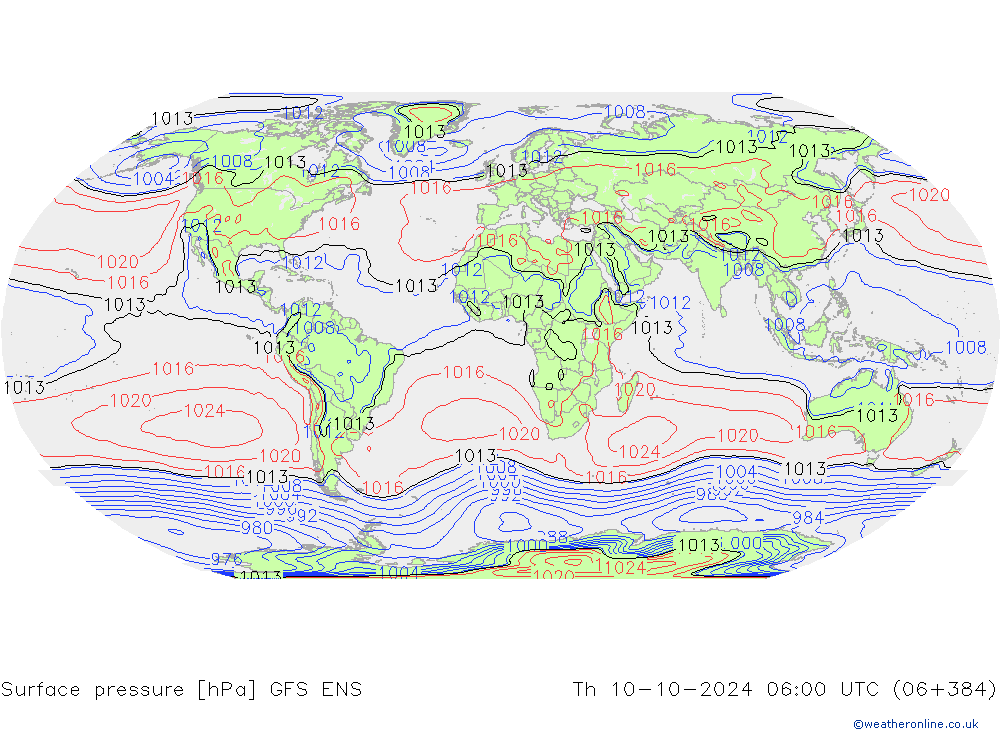 Surface pressure GFS ENS Th 10.10.2024 06 UTC