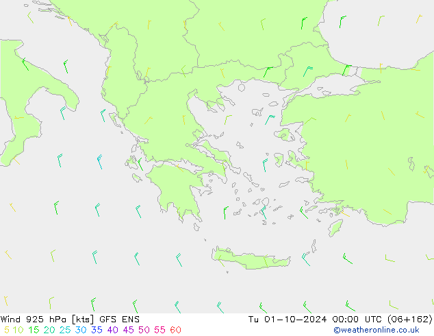 Wind 925 hPa GFS ENS Tu 01.10.2024 00 UTC