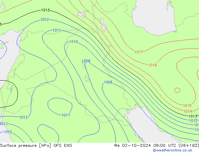 Presión superficial GFS ENS mié 02.10.2024 06 UTC