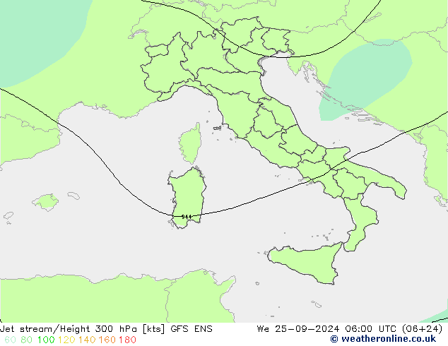 Corrente a getto GFS ENS mer 25.09.2024 06 UTC