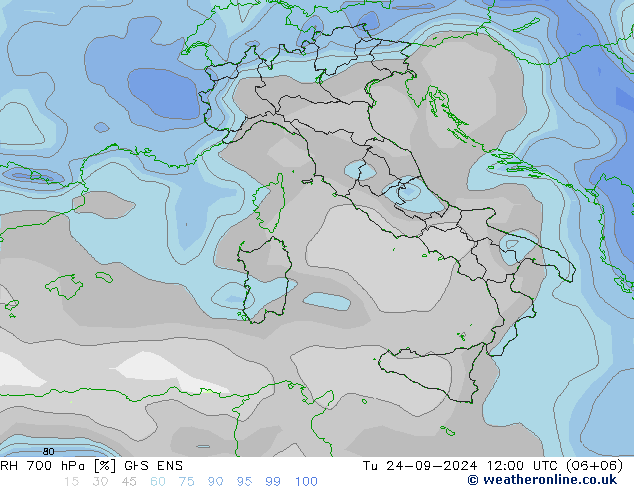 RH 700 hPa GFS ENS  24.09.2024 12 UTC