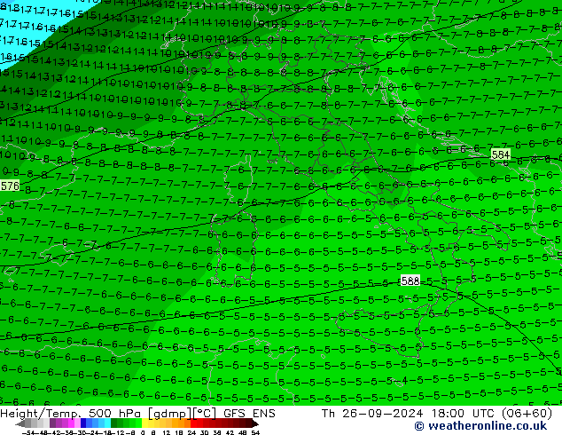 Height/Temp. 500 hPa GFS ENS czw. 26.09.2024 18 UTC