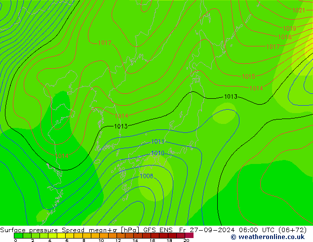 приземное давление Spread GFS ENS пт 27.09.2024 06 UTC