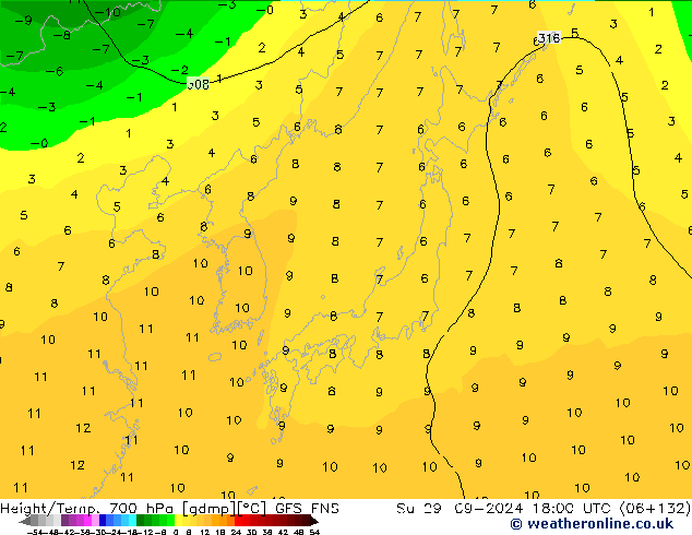 Yükseklik/Sıc. 700 hPa GFS ENS Paz 29.09.2024 18 UTC