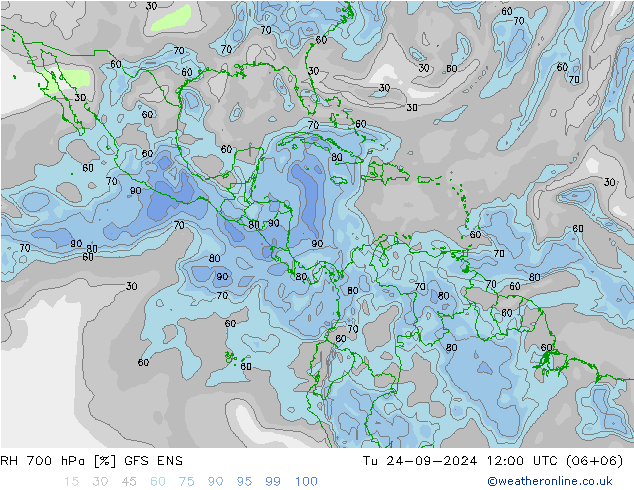 RH 700 hPa GFS ENS Tu 24.09.2024 12 UTC