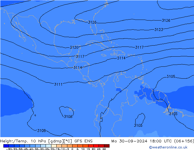 Height/Temp. 10 hPa GFS ENS lun 30.09.2024 18 UTC