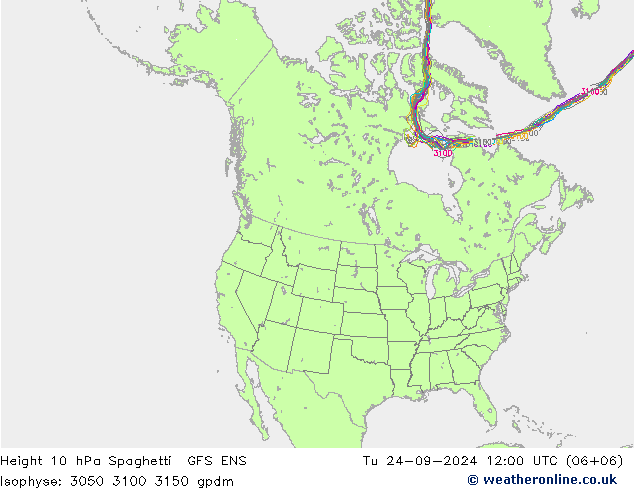 Height 10 hPa Spaghetti GFS ENS Di 24.09.2024 12 UTC