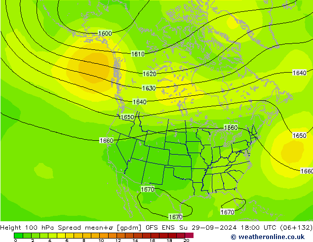 Height 100 hPa Spread GFS ENS Su 29.09.2024 18 UTC