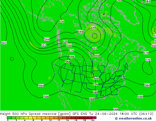 Height 500 hPa Spread GFS ENS Tu 24.09.2024 18 UTC