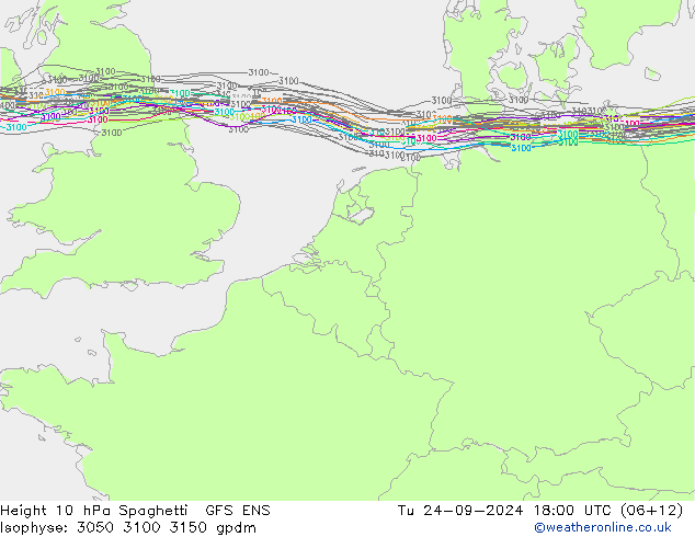 Height 10 hPa Spaghetti GFS ENS  24.09.2024 18 UTC