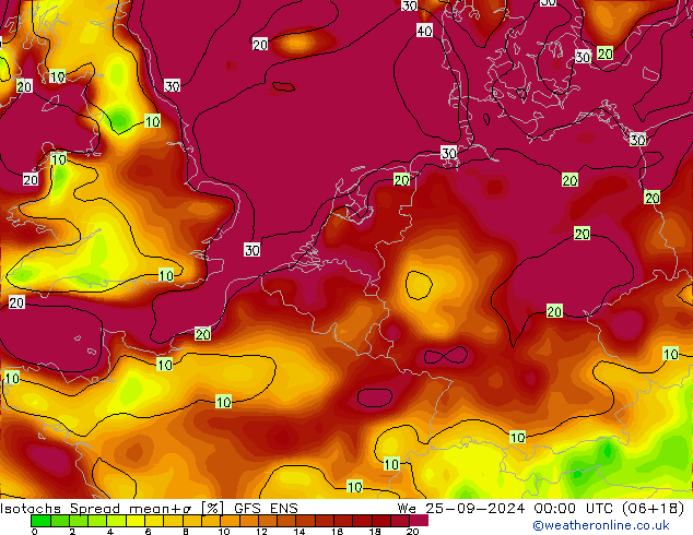 Isotachs Spread GFS ENS We 25.09.2024 00 UTC