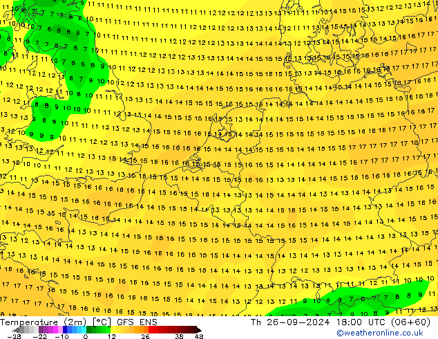 Temperaturkarte (2m) GFS ENS Do 26.09.2024 18 UTC