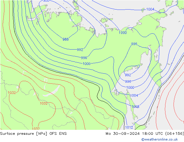 Surface pressure GFS ENS Mo 30.09.2024 18 UTC