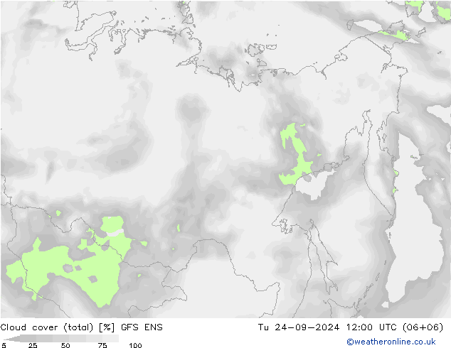 Cloud cover (total) GFS ENS Tu 24.09.2024 12 UTC