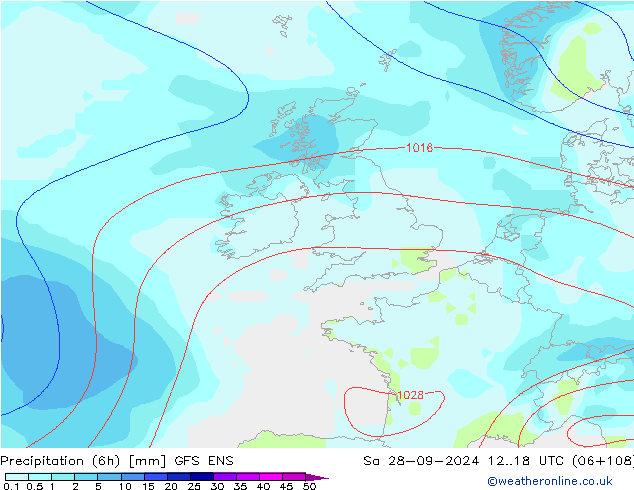 Precipitation (6h) GFS ENS So 28.09.2024 18 UTC