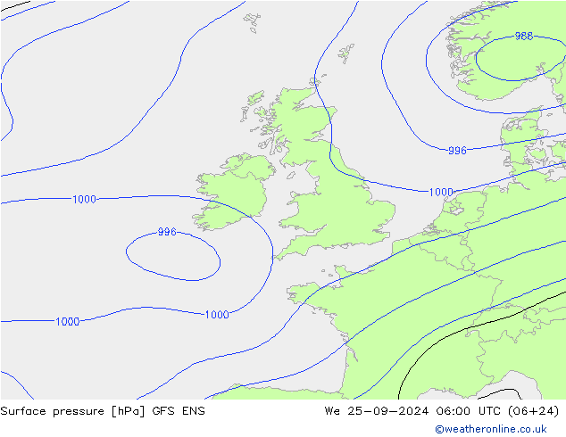 Luchtdruk (Grond) GFS ENS wo 25.09.2024 06 UTC