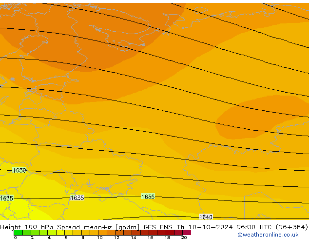 Height 100 hPa Spread GFS ENS Th 10.10.2024 06 UTC