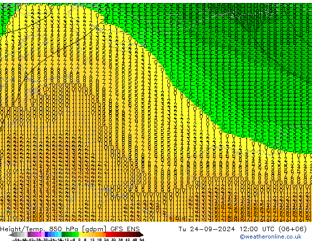 Hoogte/Temp. 850 hPa GFS ENS di 24.09.2024 12 UTC