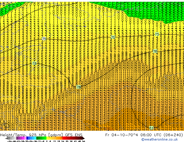 Yükseklik/Sıc. 925 hPa GFS ENS Cu 04.10.2024 06 UTC