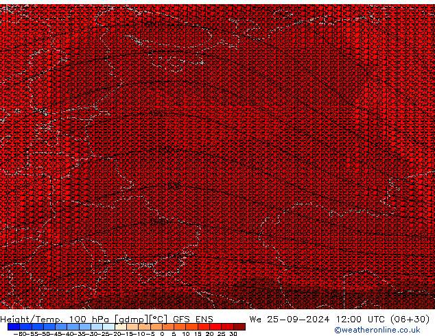 Height/Temp. 100 hPa GFS ENS We 25.09.2024 12 UTC