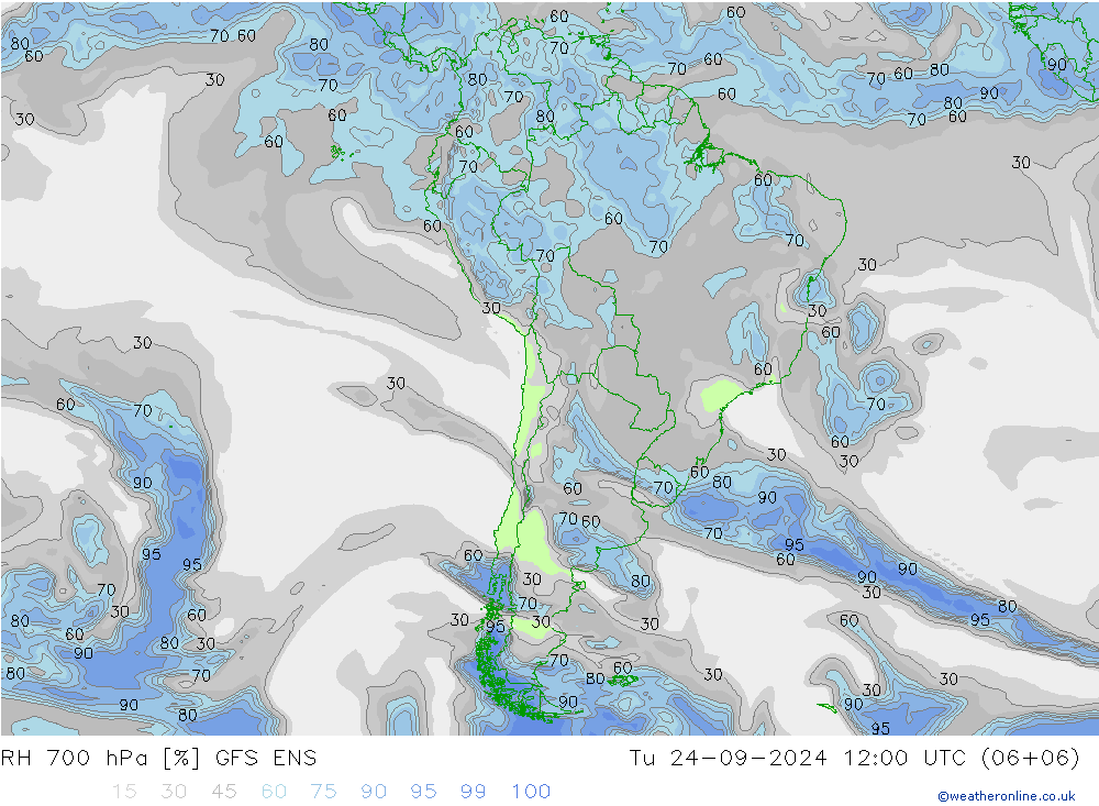 Humidité rel. 700 hPa GFS ENS mar 24.09.2024 12 UTC