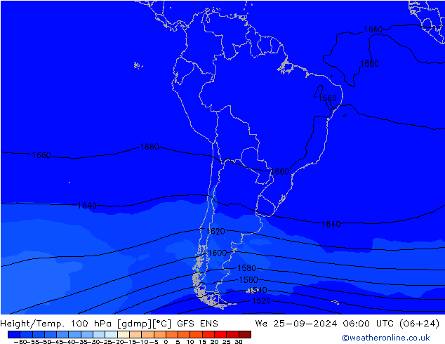 Height/Temp. 100 hPa GFS ENS Mi 25.09.2024 06 UTC