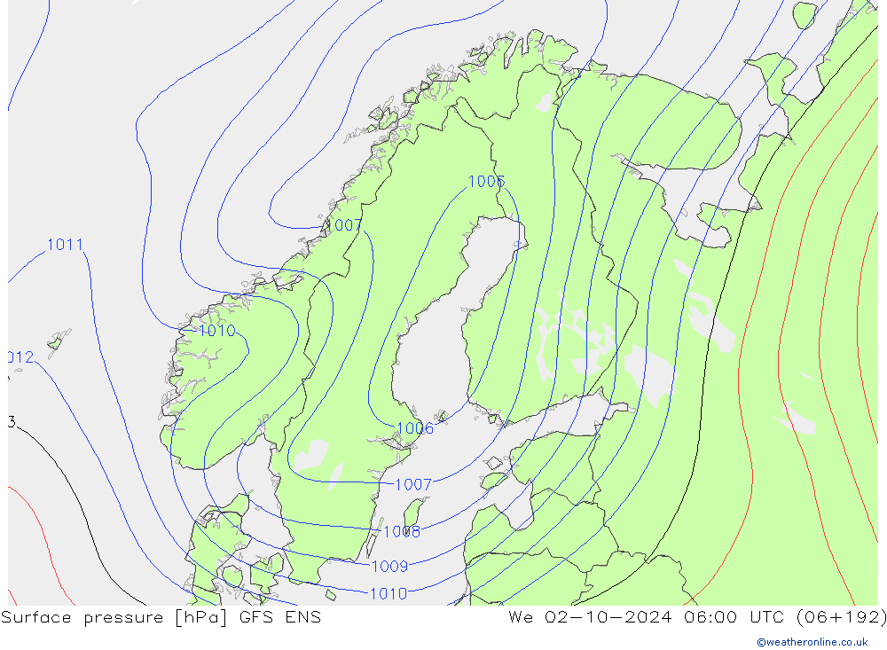 Surface pressure GFS ENS We 02.10.2024 06 UTC