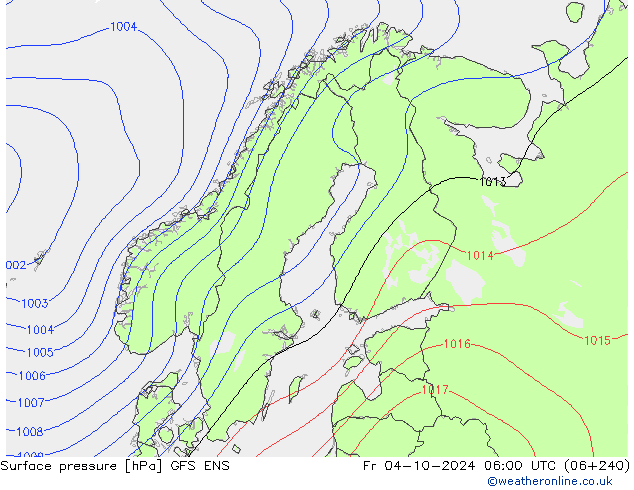 Pressione al suolo GFS ENS ven 04.10.2024 06 UTC