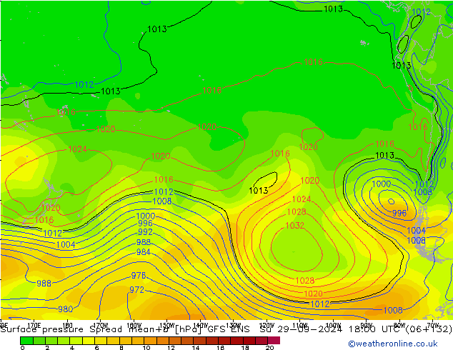 Surface pressure Spread GFS ENS Su 29.09.2024 18 UTC