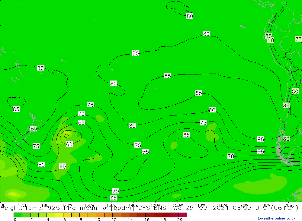 Height/Temp. 925 гПа GFS ENS ср 25.09.2024 06 UTC