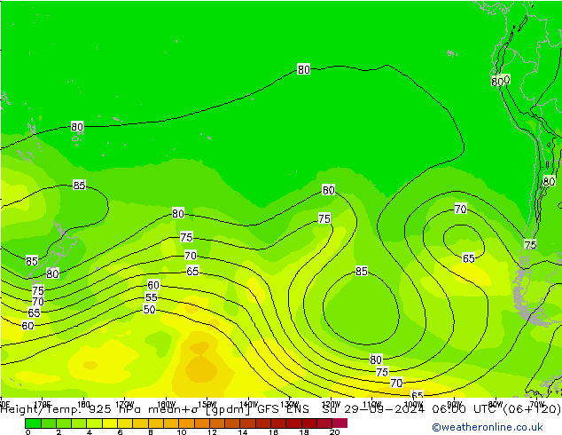 Height/Temp. 925 hPa GFS ENS Su 29.09.2024 06 UTC