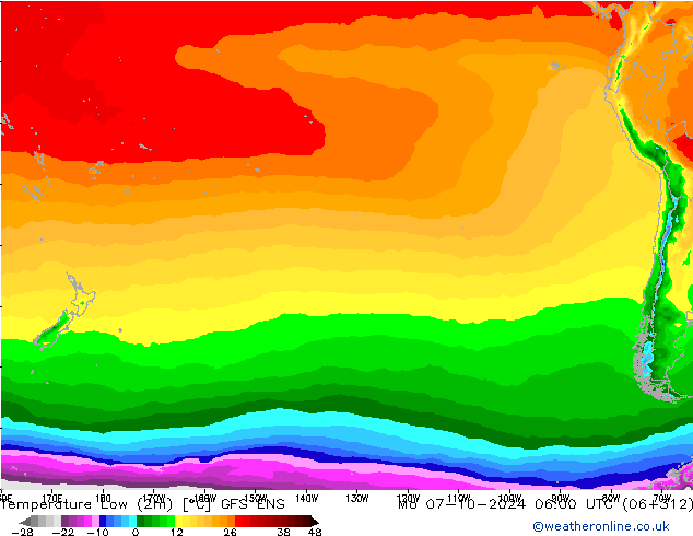 Temperature Low (2m) GFS ENS Mo 07.10.2024 06 UTC