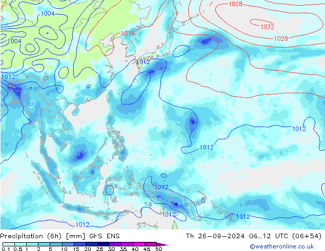 Precipitación (6h) GFS ENS jue 26.09.2024 12 UTC