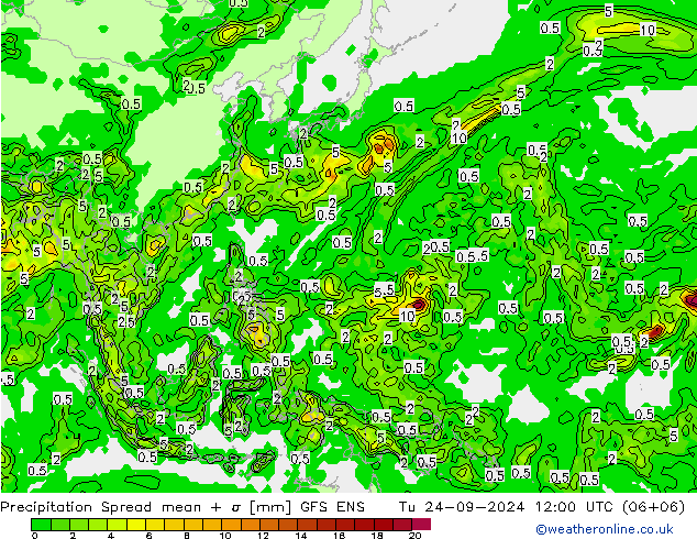 осадки Spread GFS ENS вт 24.09.2024 12 UTC