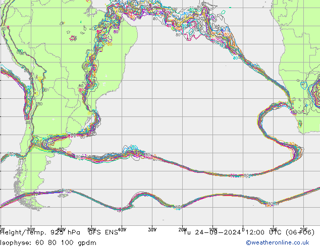 Height/Temp. 925 hPa GFS ENS Tu 24.09.2024 12 UTC