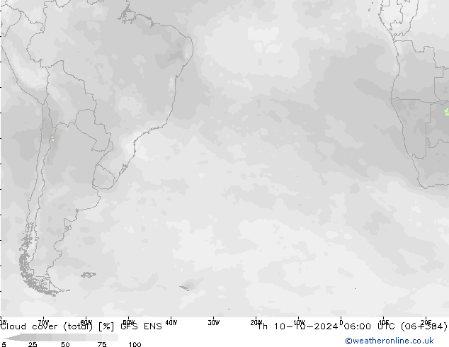 nuvens (total) GFS ENS Qui 10.10.2024 06 UTC