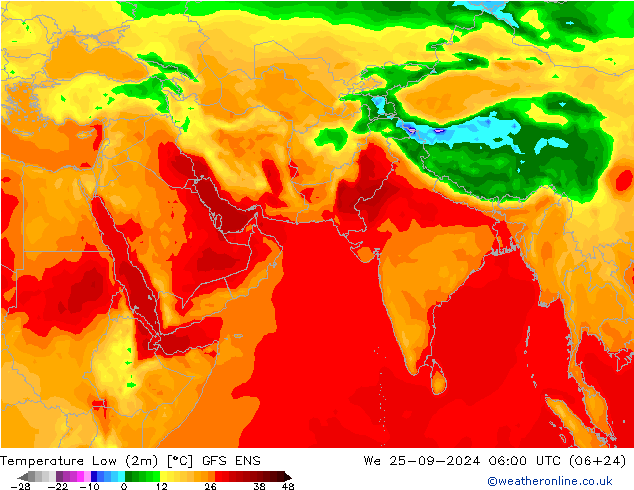 Temperature Low (2m) GFS ENS We 25.09.2024 06 UTC