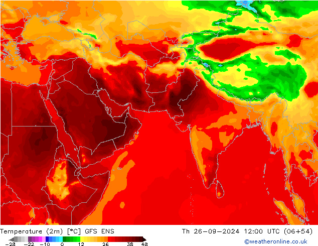 Temperatura (2m) GFS ENS jue 26.09.2024 12 UTC