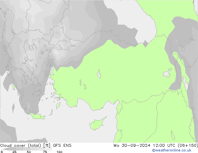 Nuages (total) GFS ENS lun 30.09.2024 12 UTC