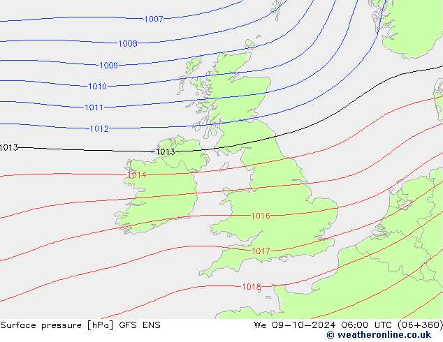 Luchtdruk (Grond) GFS ENS wo 09.10.2024 06 UTC