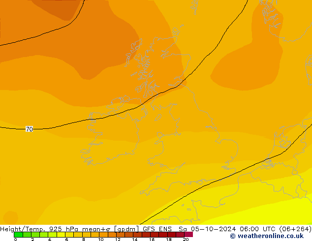 Height/Temp. 925 hPa GFS ENS Sa 05.10.2024 06 UTC