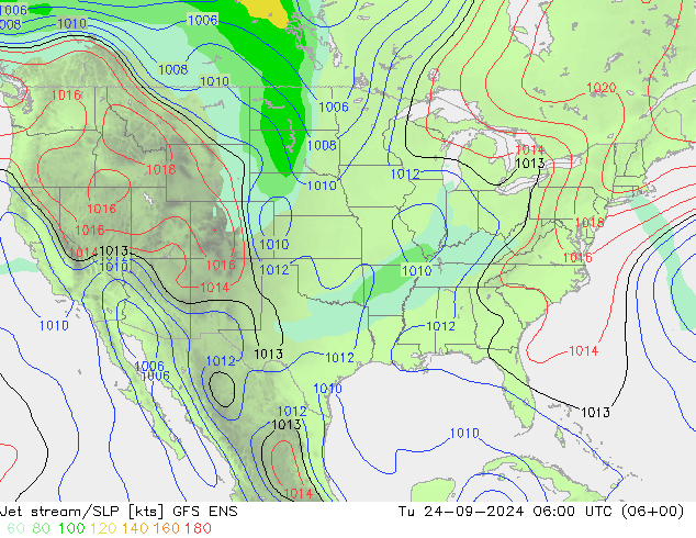 Jet stream/SLP GFS ENS Tu 24.09.2024 06 UTC