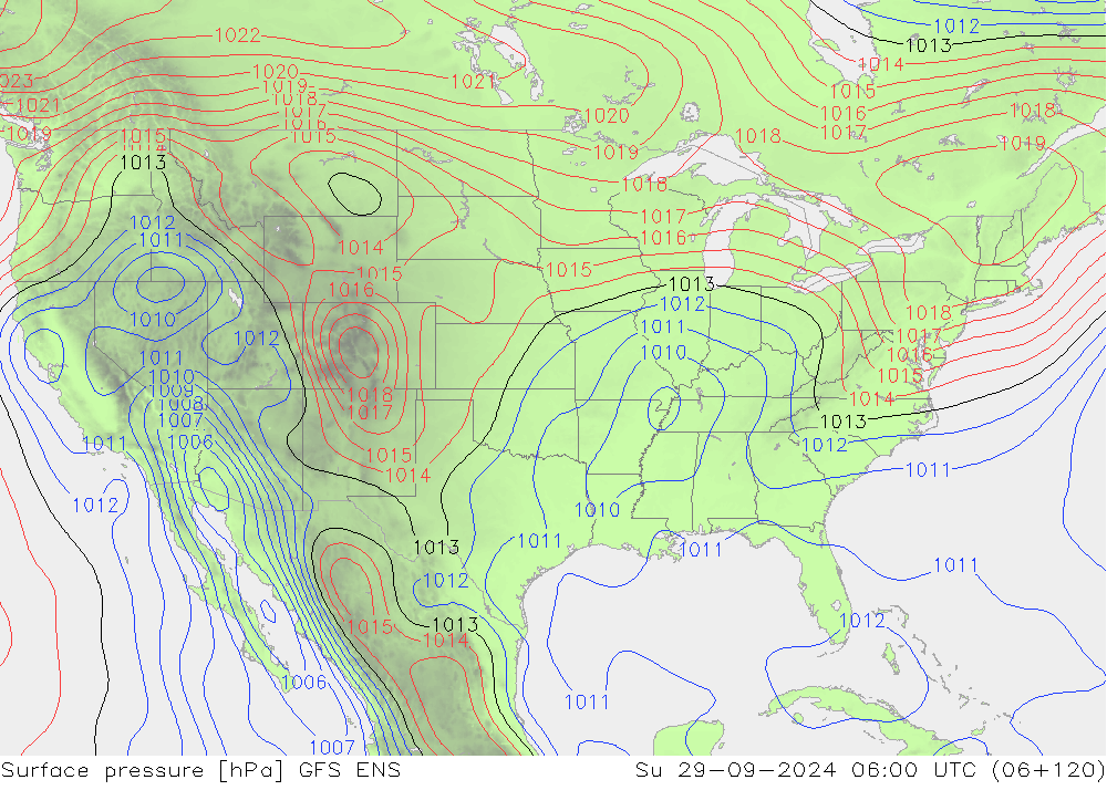 Surface pressure GFS ENS Su 29.09.2024 06 UTC