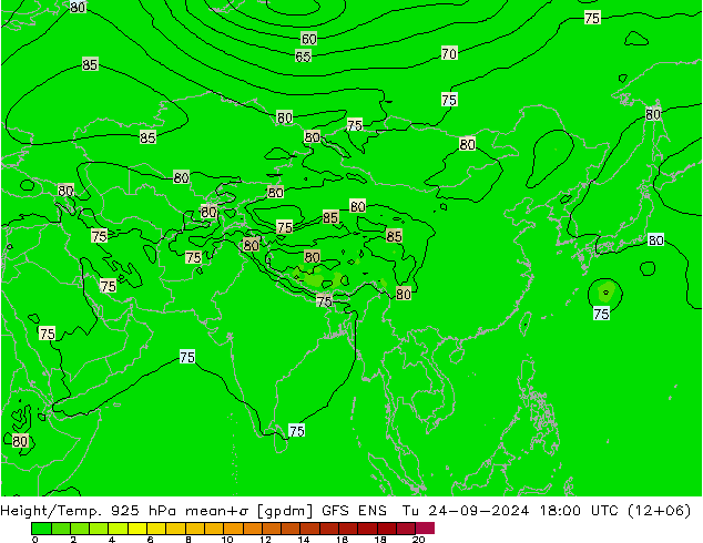 Height/Temp. 925 hPa GFS ENS Tu 24.09.2024 18 UTC