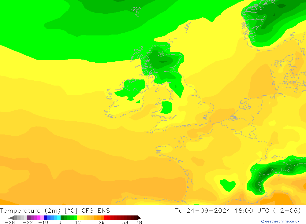 Sıcaklık Haritası (2m) GFS ENS Sa 24.09.2024 18 UTC